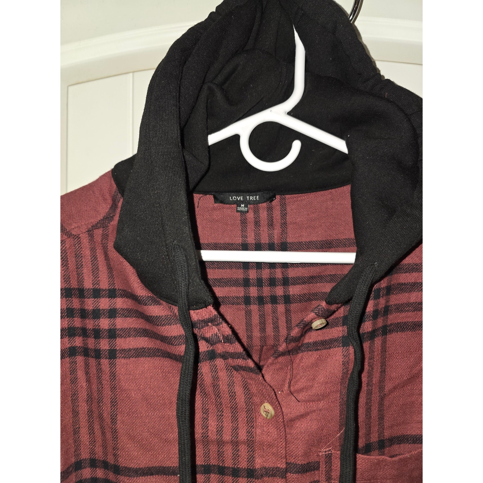Love Tree Super Soft Flannel With Attached Hoodie Full Button Up Nwt Oversized S — image 2 of 4